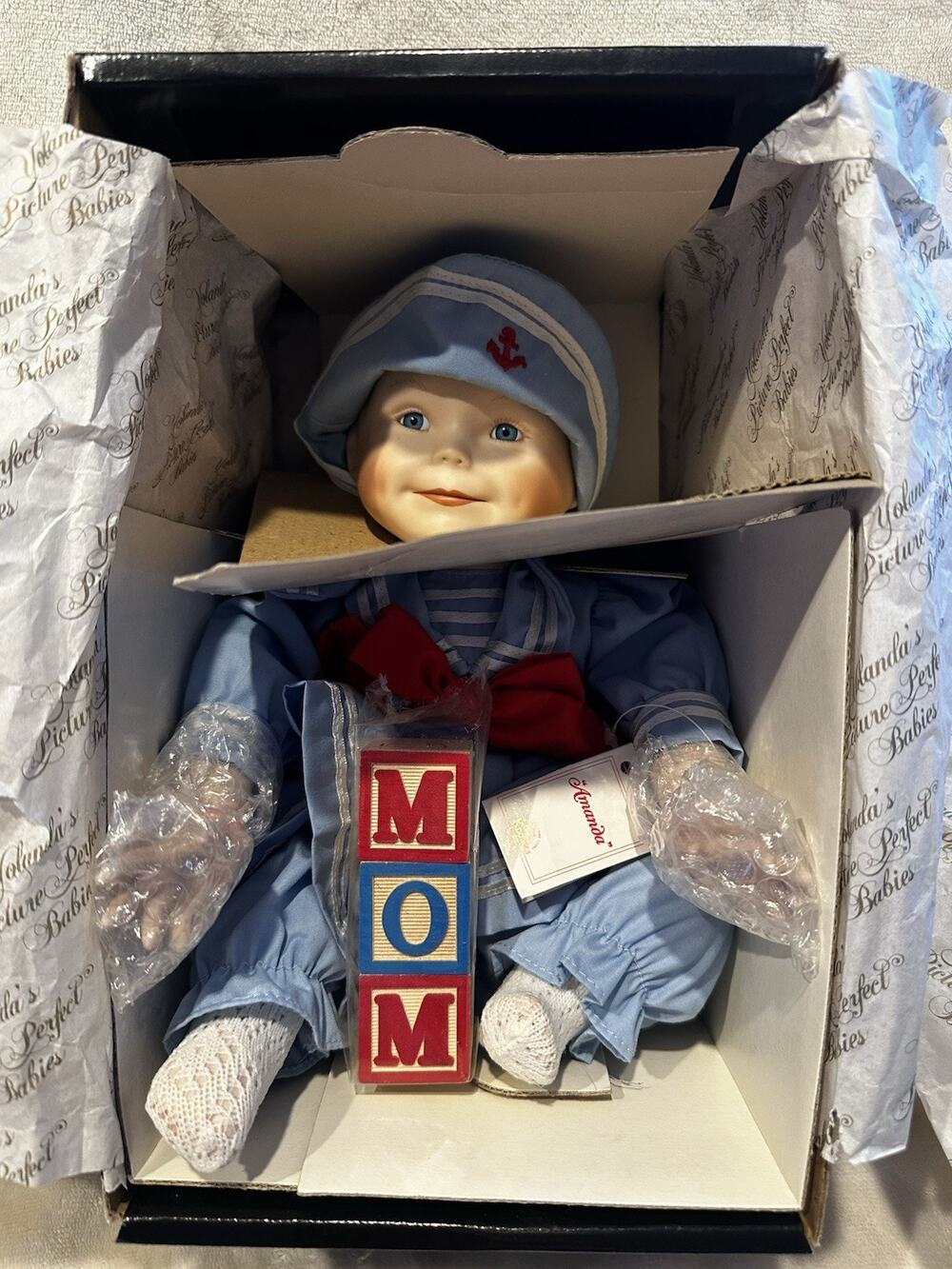1989 "Amanda" Yolandas Picture Perfect Babies Edwin Knowles Porcelain Doll w/Box